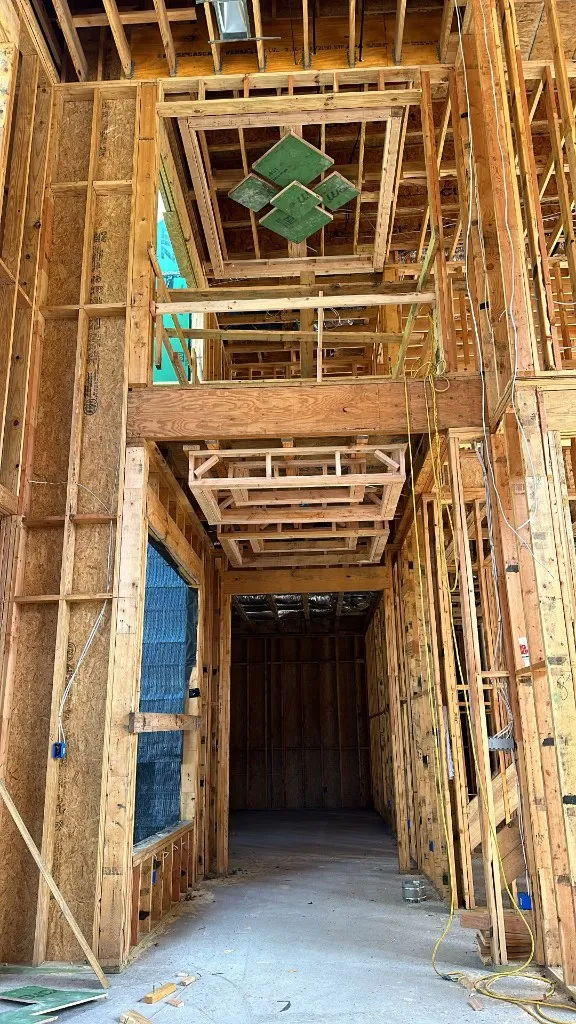 Wood framing during a sequenced home renovation